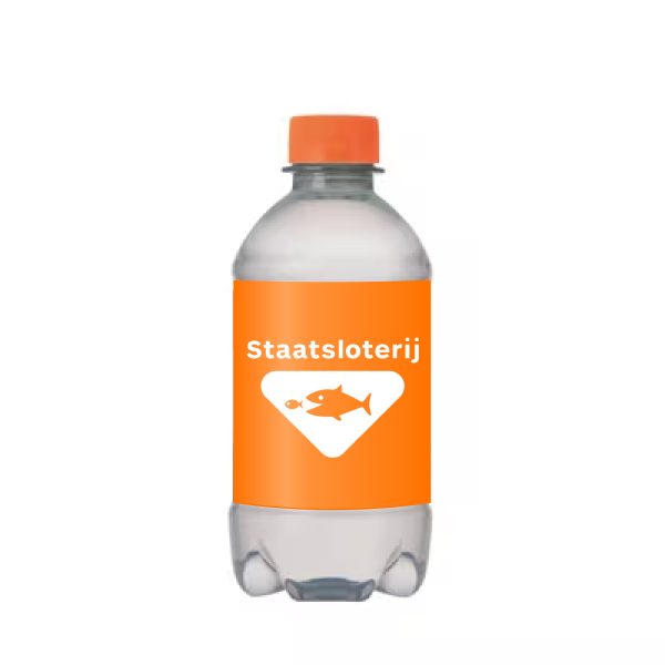 330ml waterflesje met oranje dop bedrukken