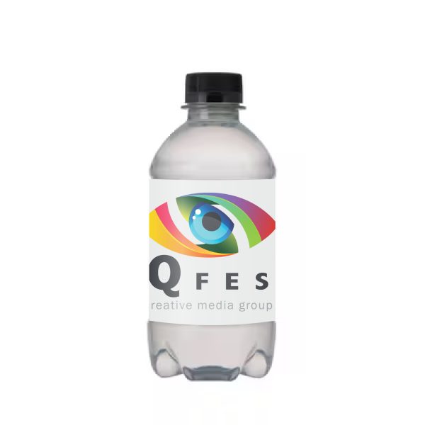 330ml waterflesje met zwarte dop bedrukken