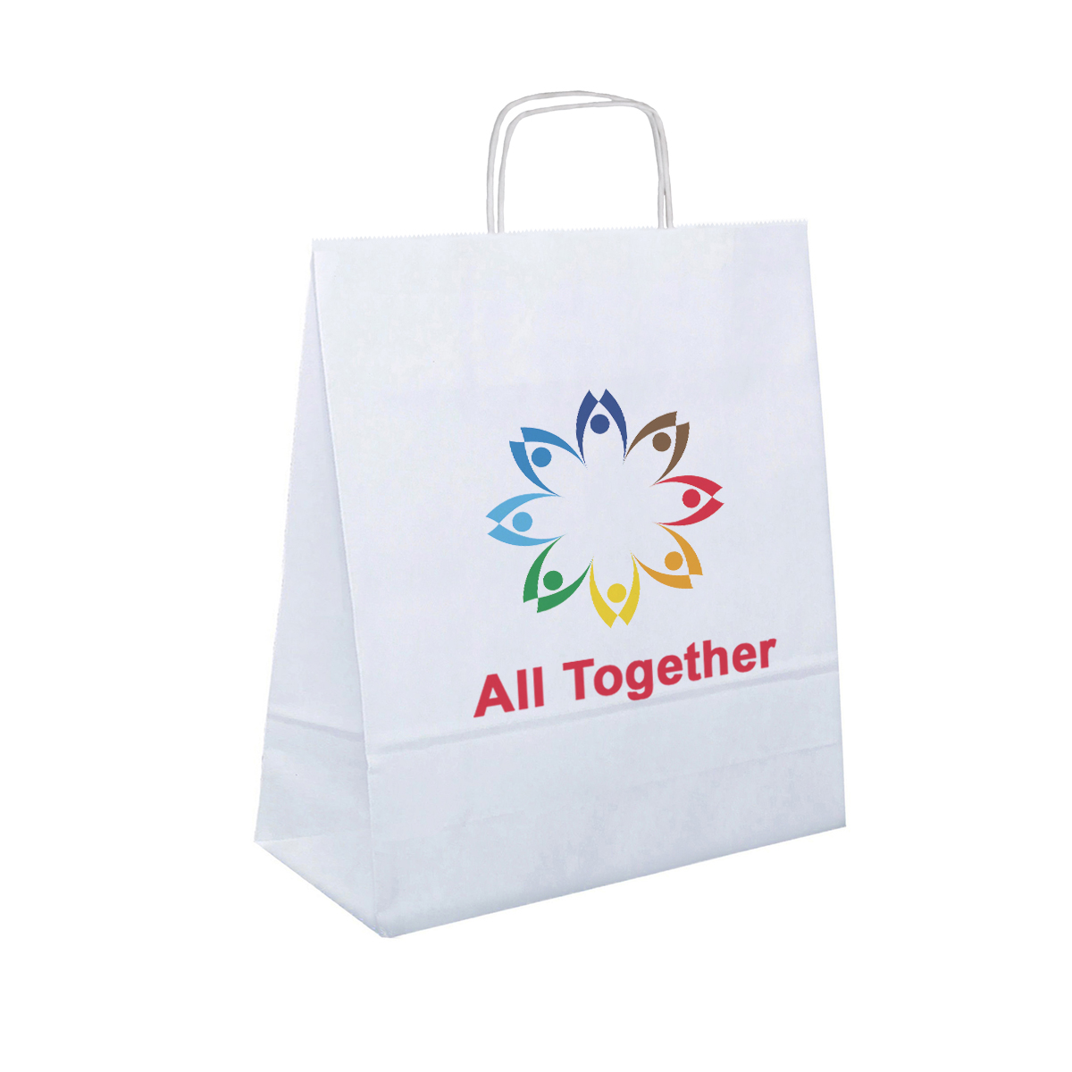papieren tas bedrukt met logo 25x11x32 gedraaide hengsels