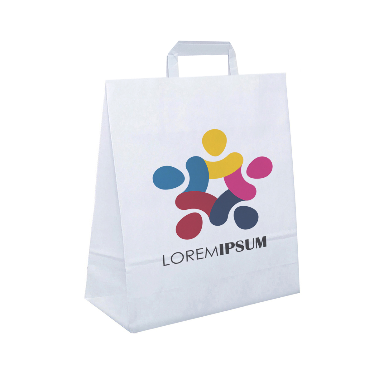 papieren tas bedrukt met logo 25x11x32 platte hengsels