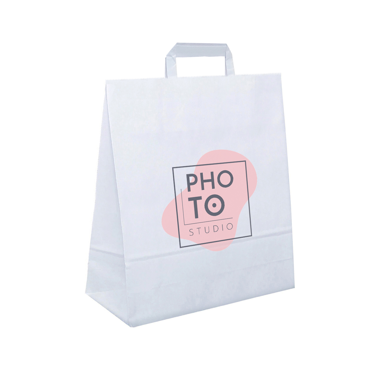papieren tas bedrukt met logo 25x15x32 platte hengsels