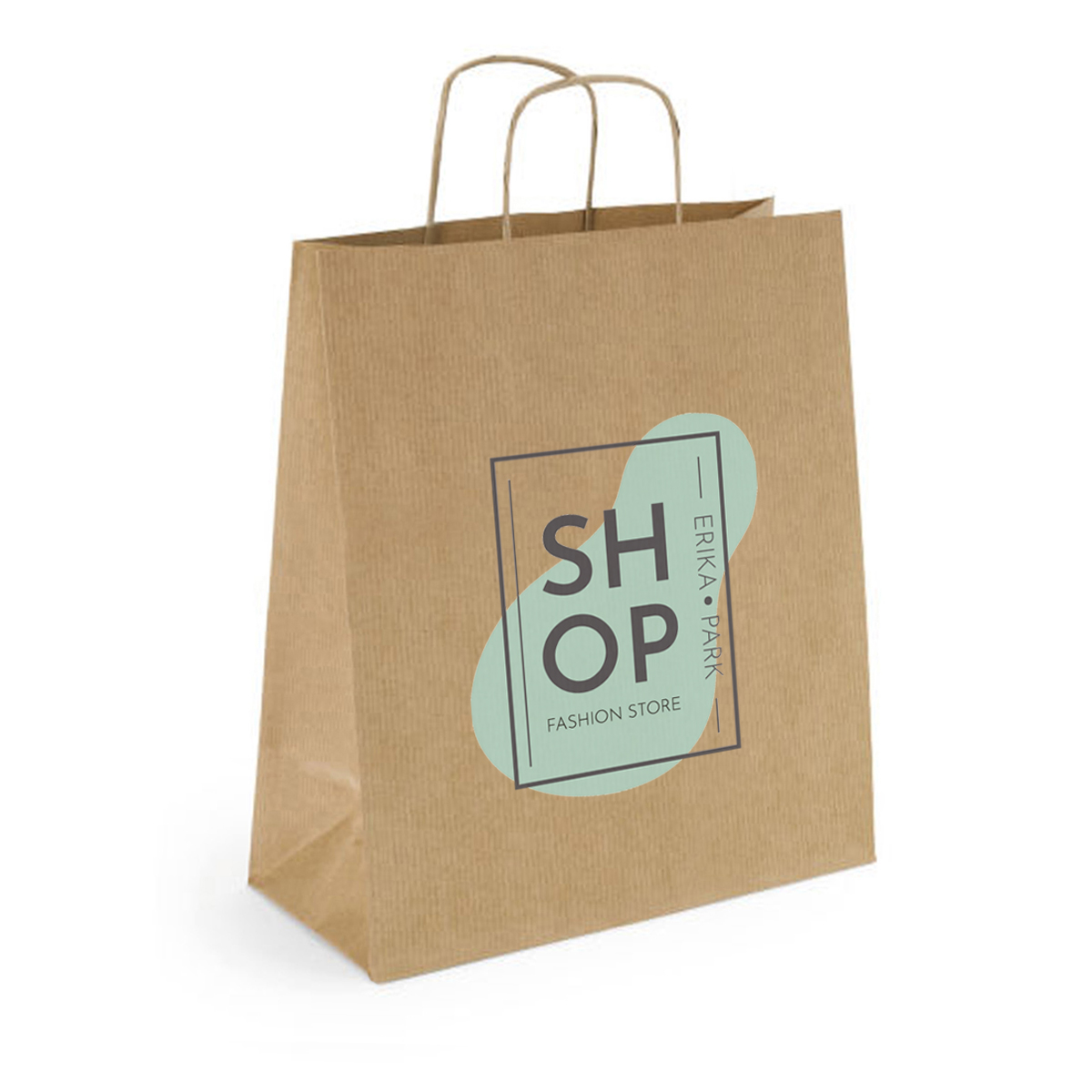 papieren tas bedrukt met logo kraft 25x11x32 gedraaide hengsels