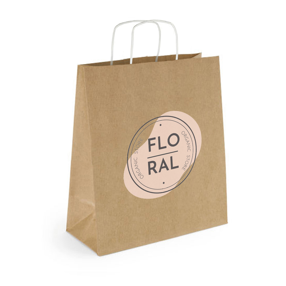 papieren tas bedrukt met logo kraft 25x15x32 gedraaide hengsels