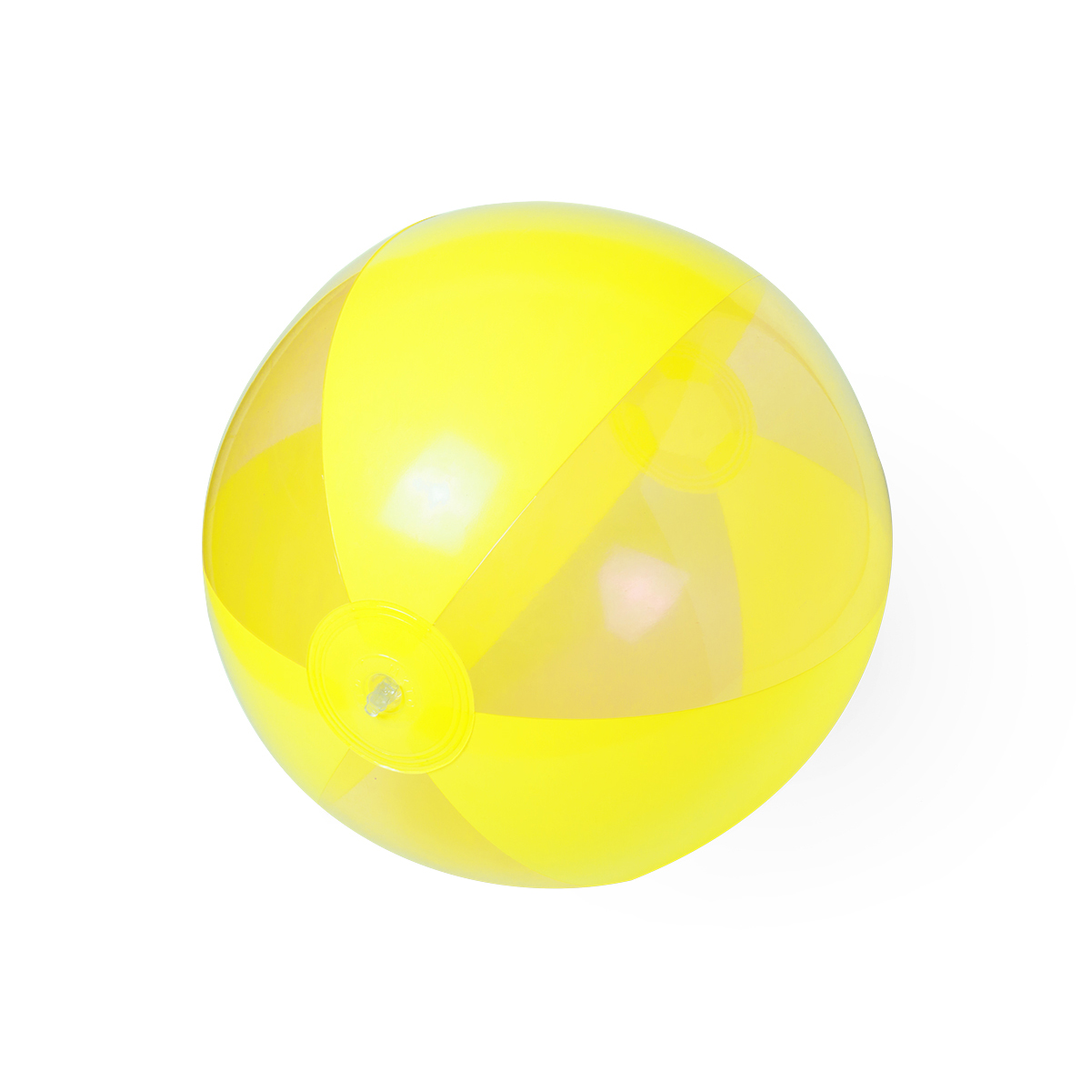 strandbal gestreept transprant geel 28cm bedrukt met logo