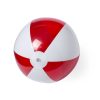strandbal gestreept transprant rood wit 28cm met logo bedrukt