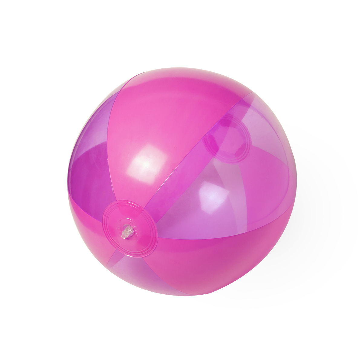 strandbal gestreept transprant roze 28cm bedrukt met logo