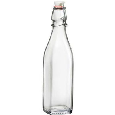 Glazen vierkante beugelfles 1 liter