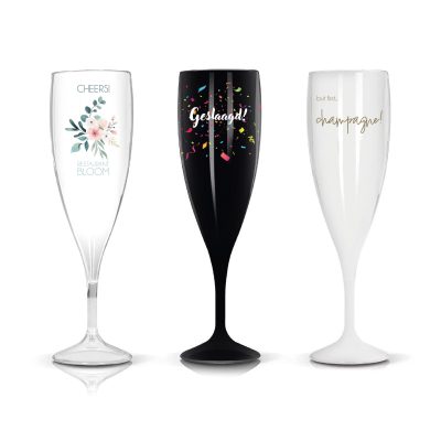 Herbruikbaar tritan champagneglas bedrukken 14cl