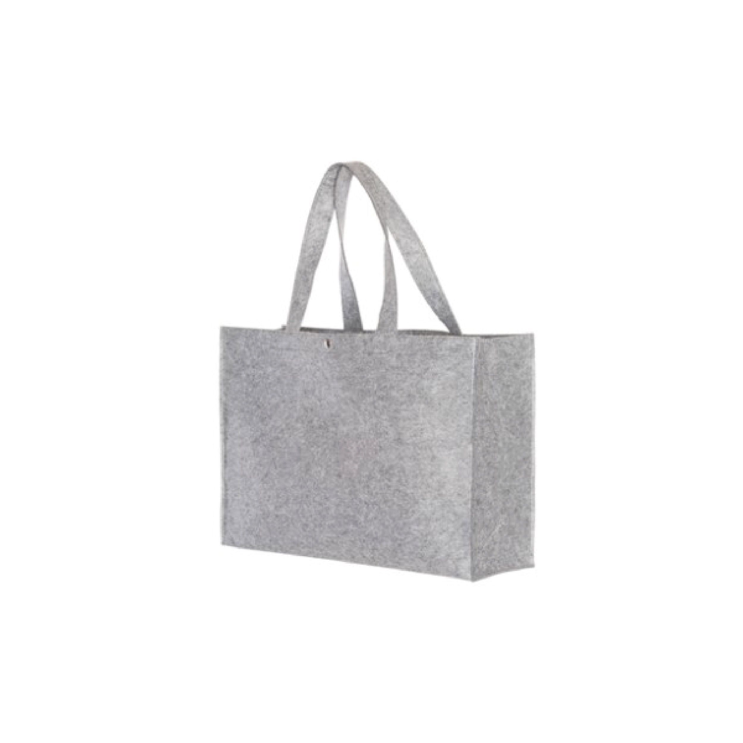 Mini vilten shopper bedrukken grijs