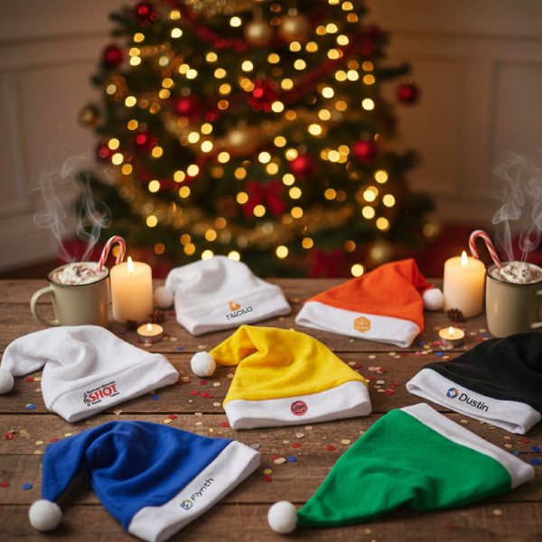 gekleurde kerstmutsen bedrukken