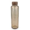 Glazen fles houten dop 650ml bruin