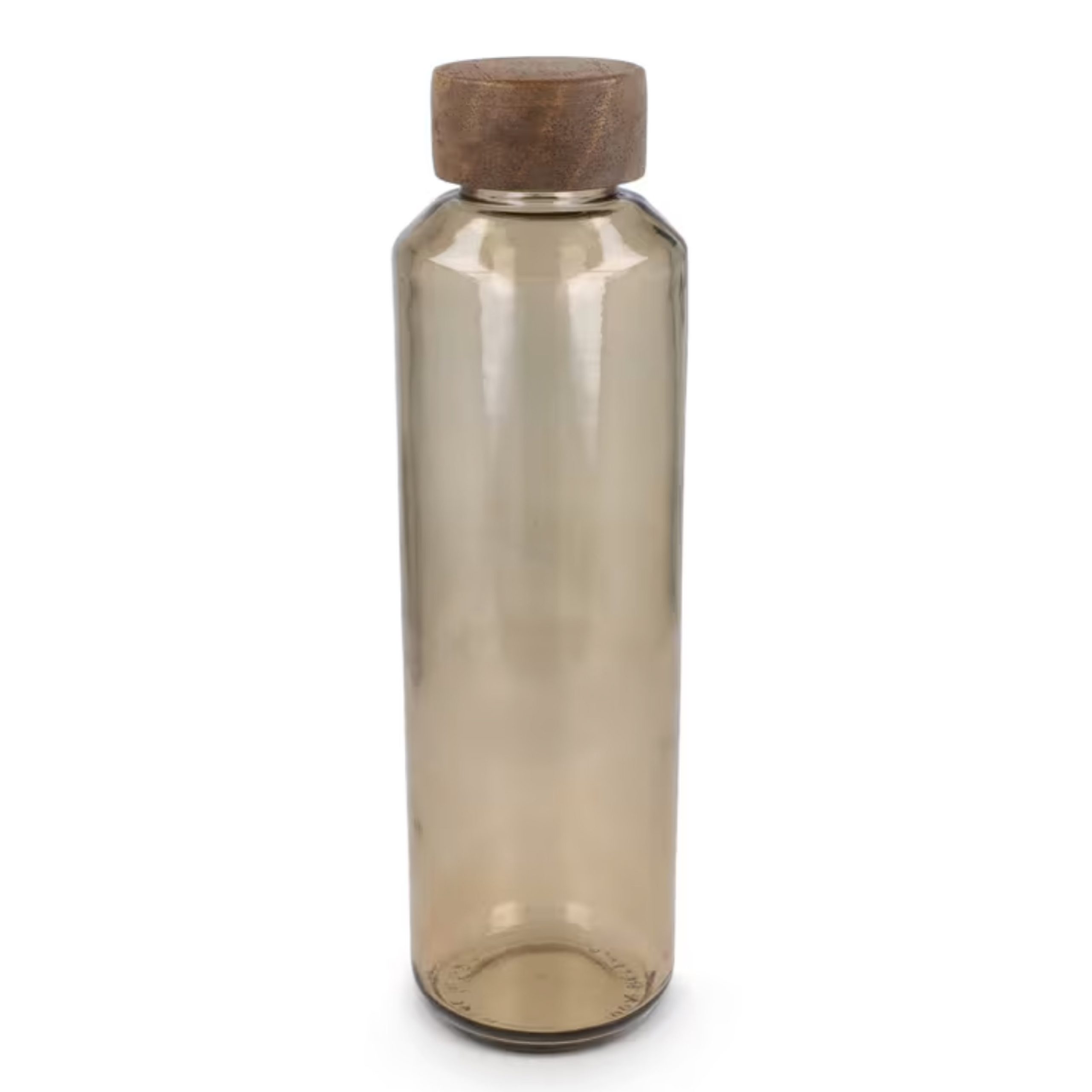 Glazen fles houten dop 650ml bruin