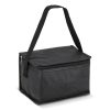 Zwarte R-PET koeltas non-woven, voor 6 blikjes