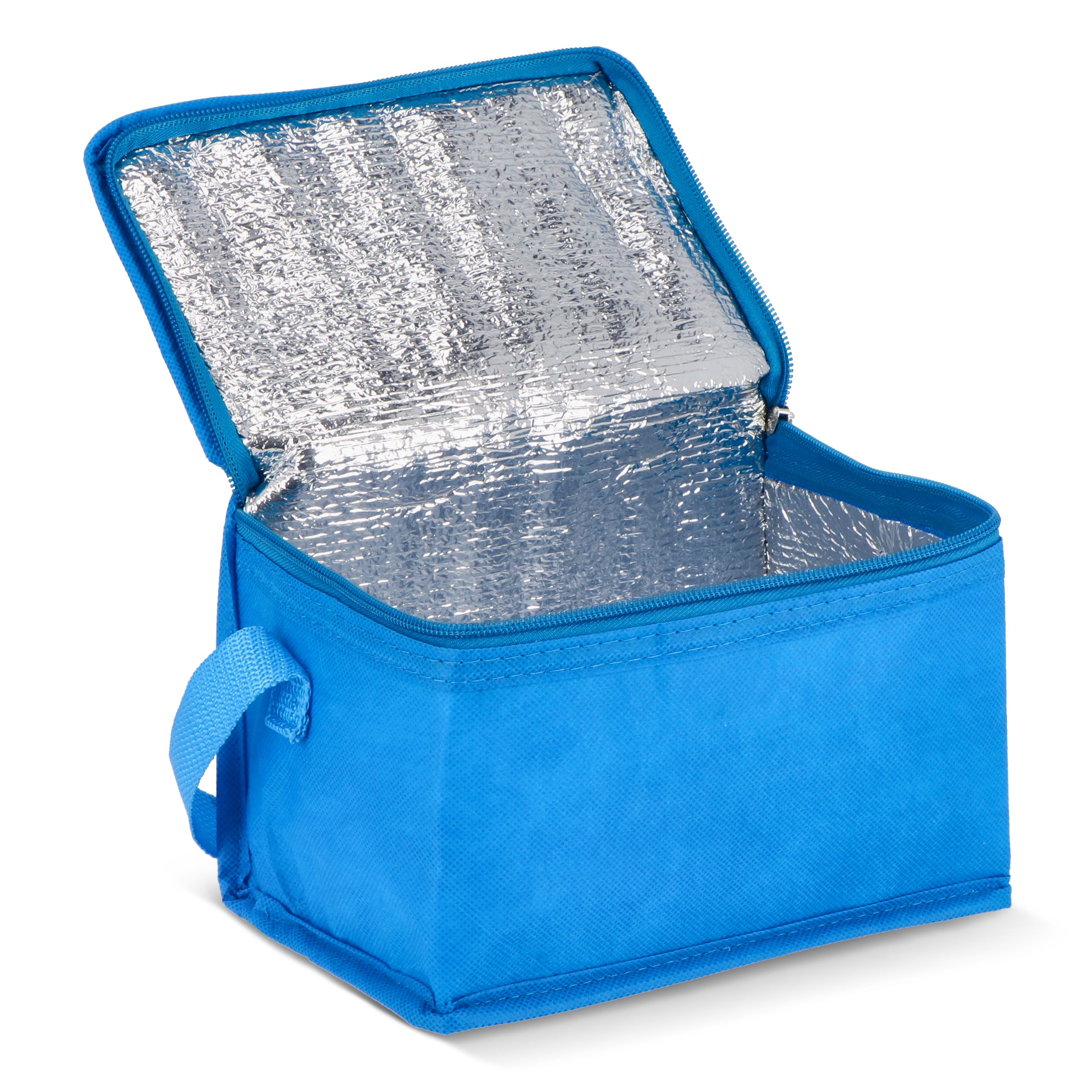 Lichblauwe R-PET koeltas non-woven, voor 6 blikjes