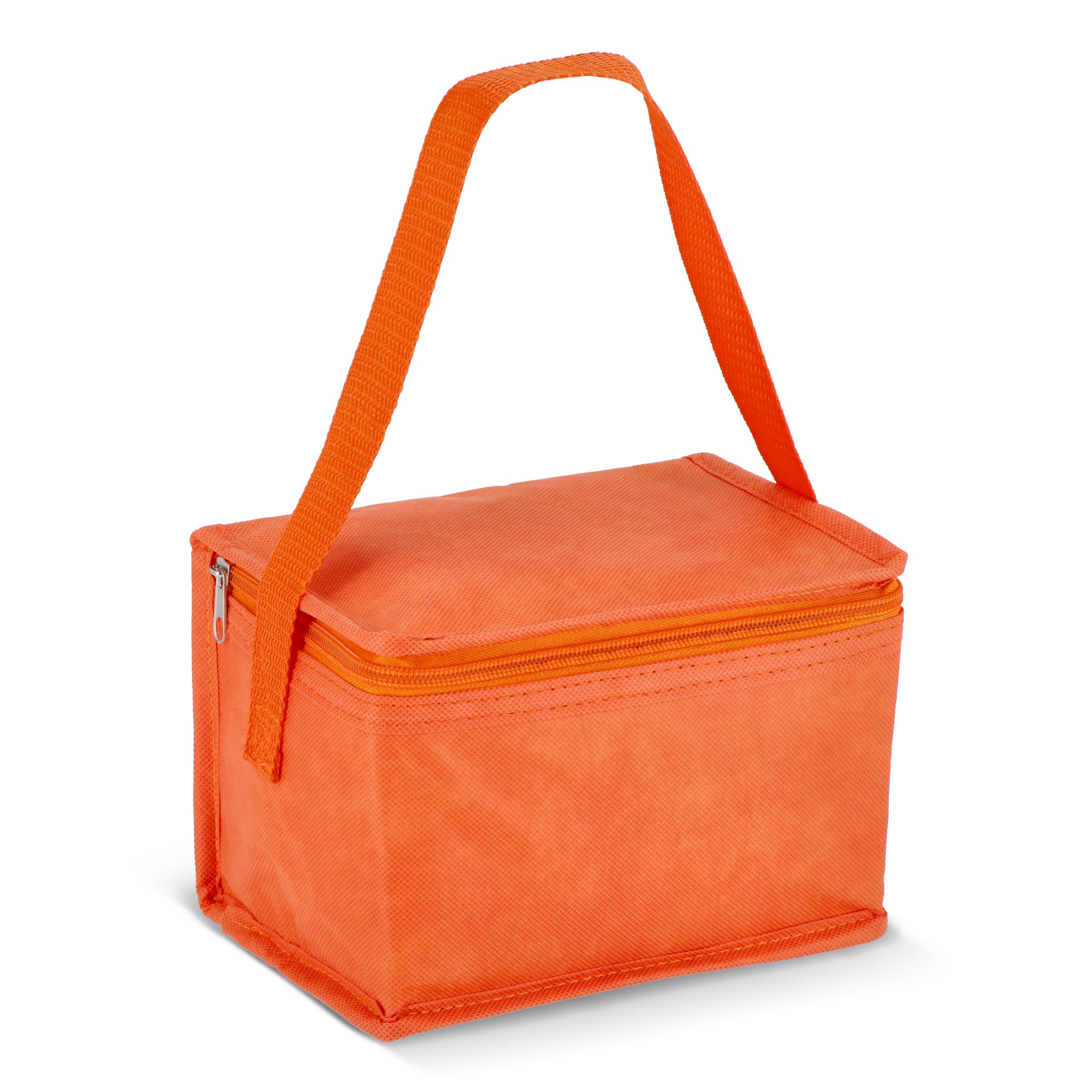 Oranje R-PET koeltas non-woven, voor 6 blikjes