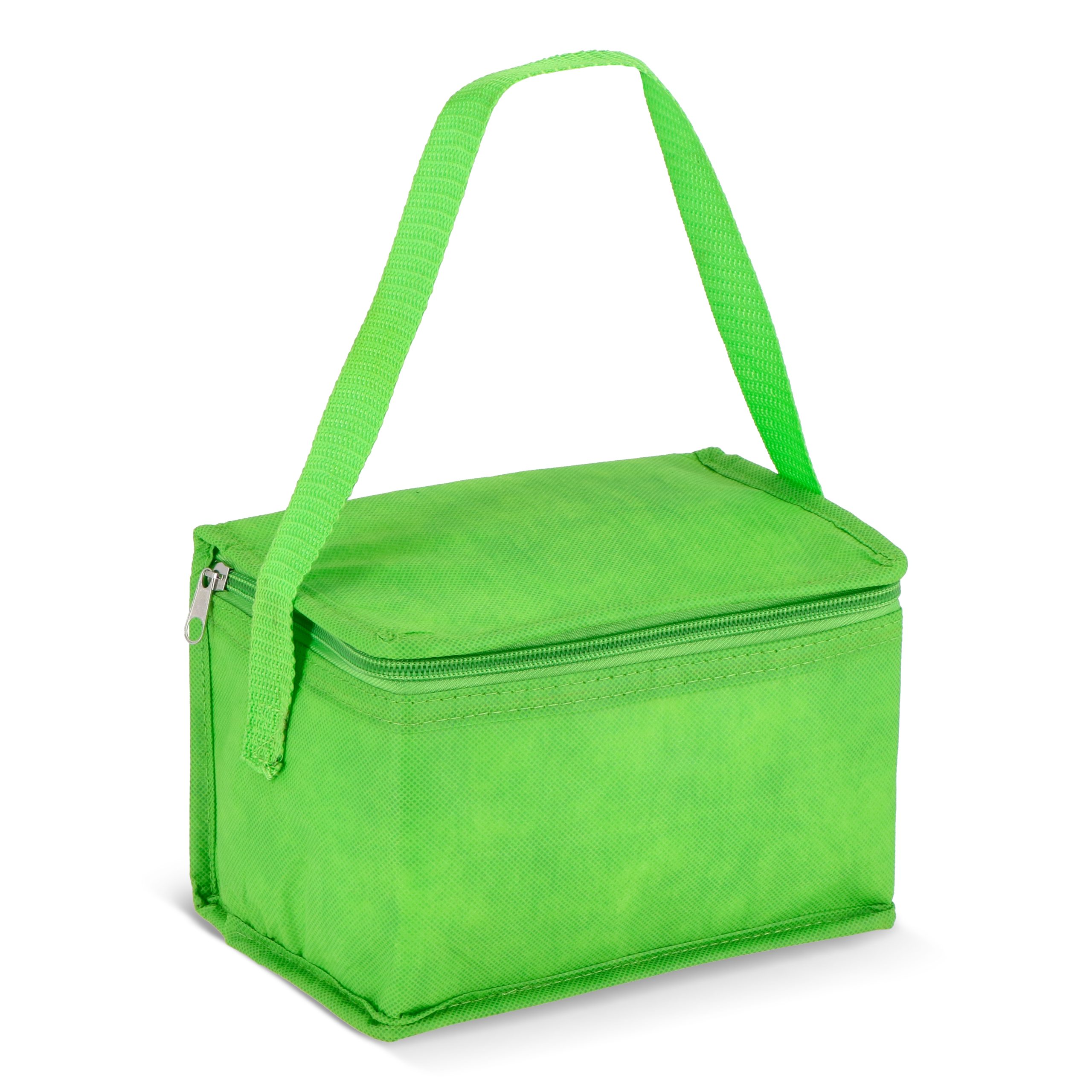 Groene R-PET koeltas non-woven, voor 6 blikjes