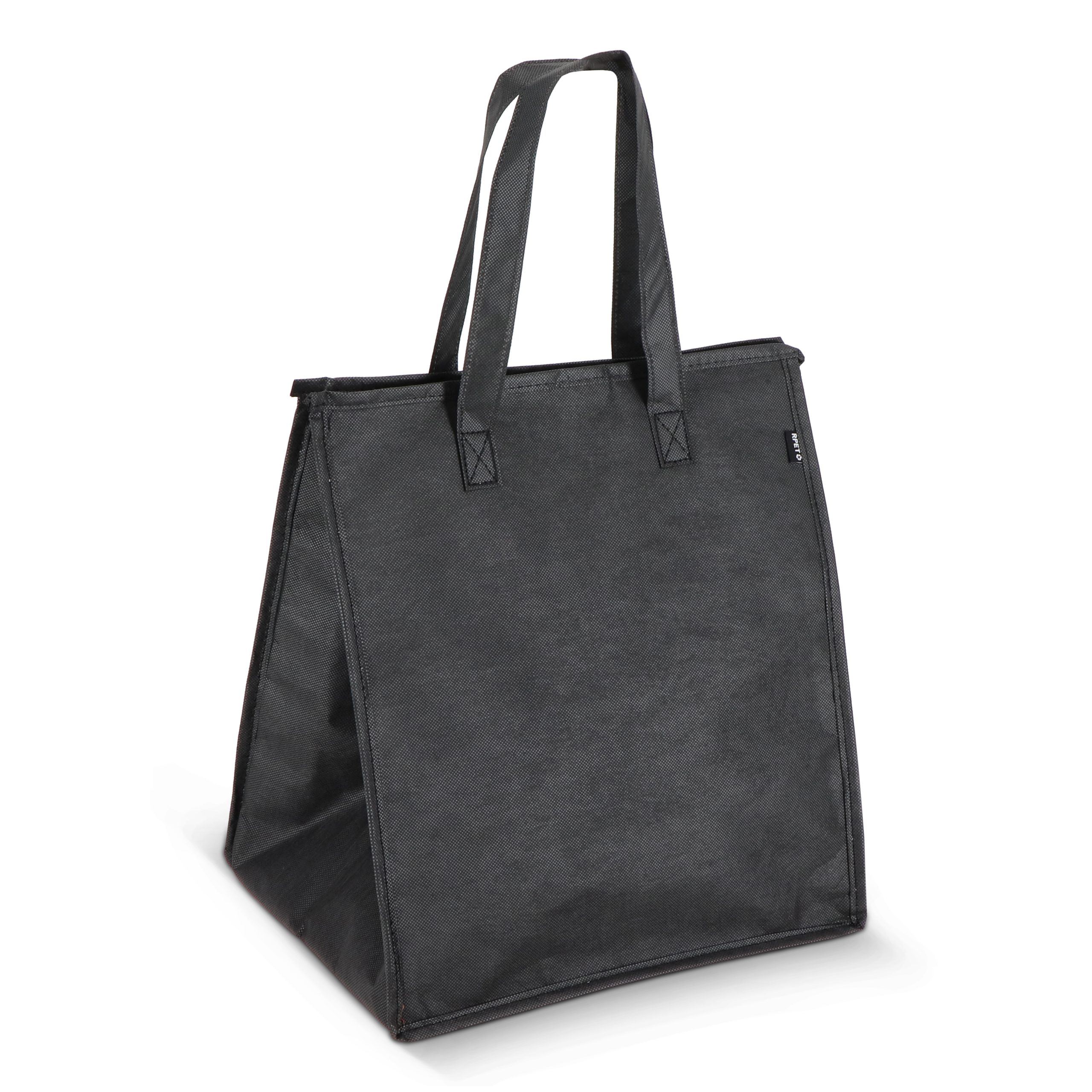 Zwarte R-PET koeltas non-woven bedrukken