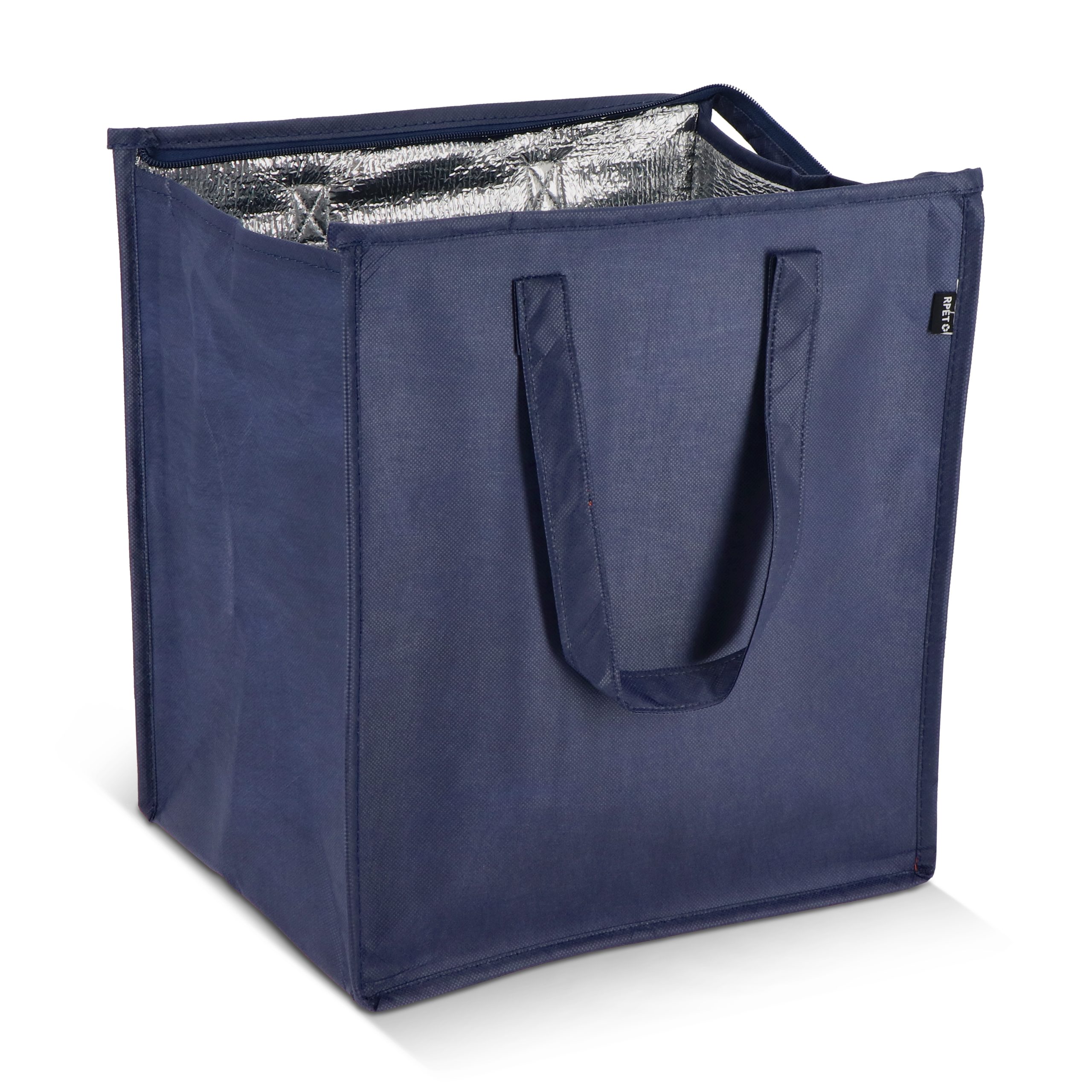 Donkerblauwe R-PET koeltas non-woven bedrukken