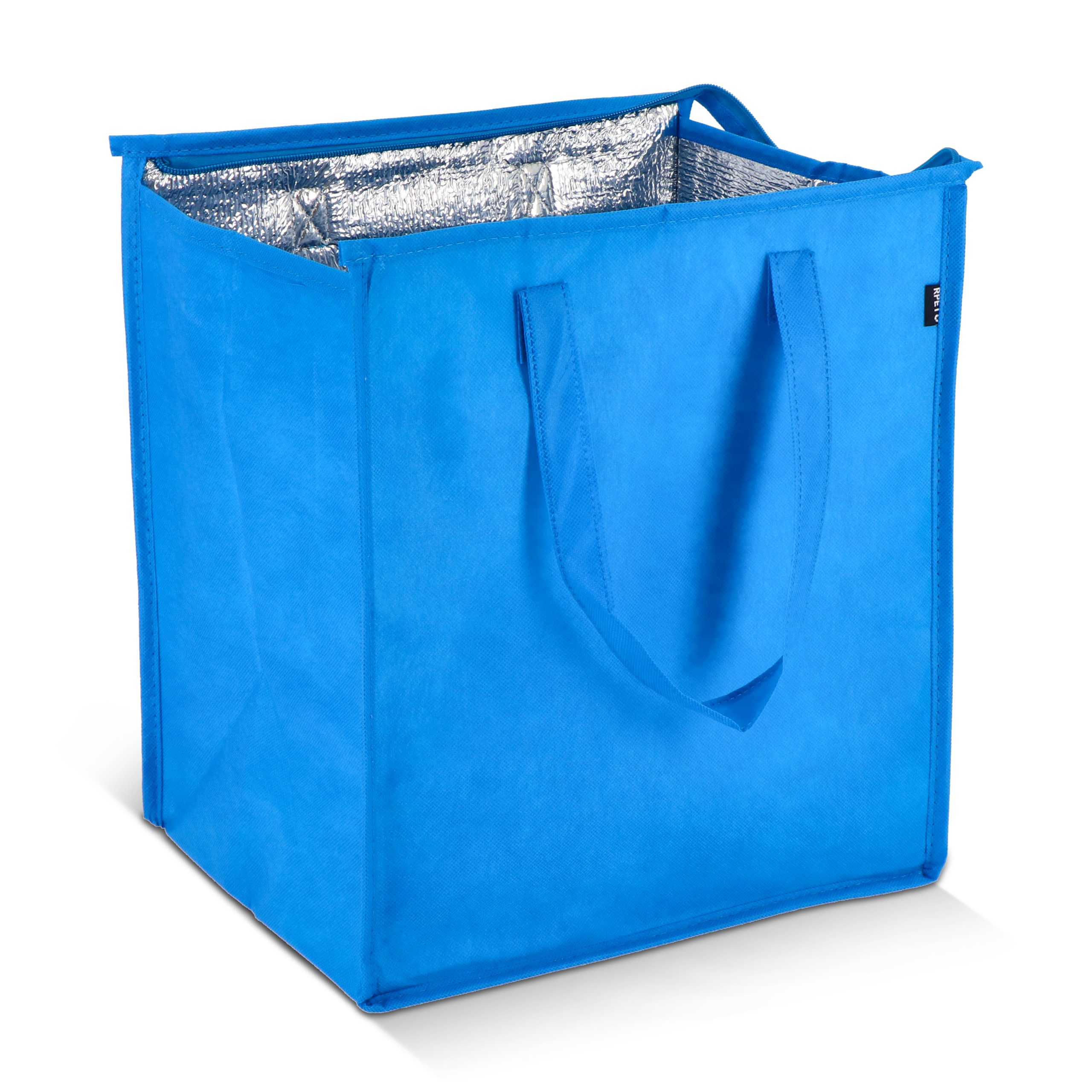 Lichtblauwe R-PET koeltas non-woven bedrukken