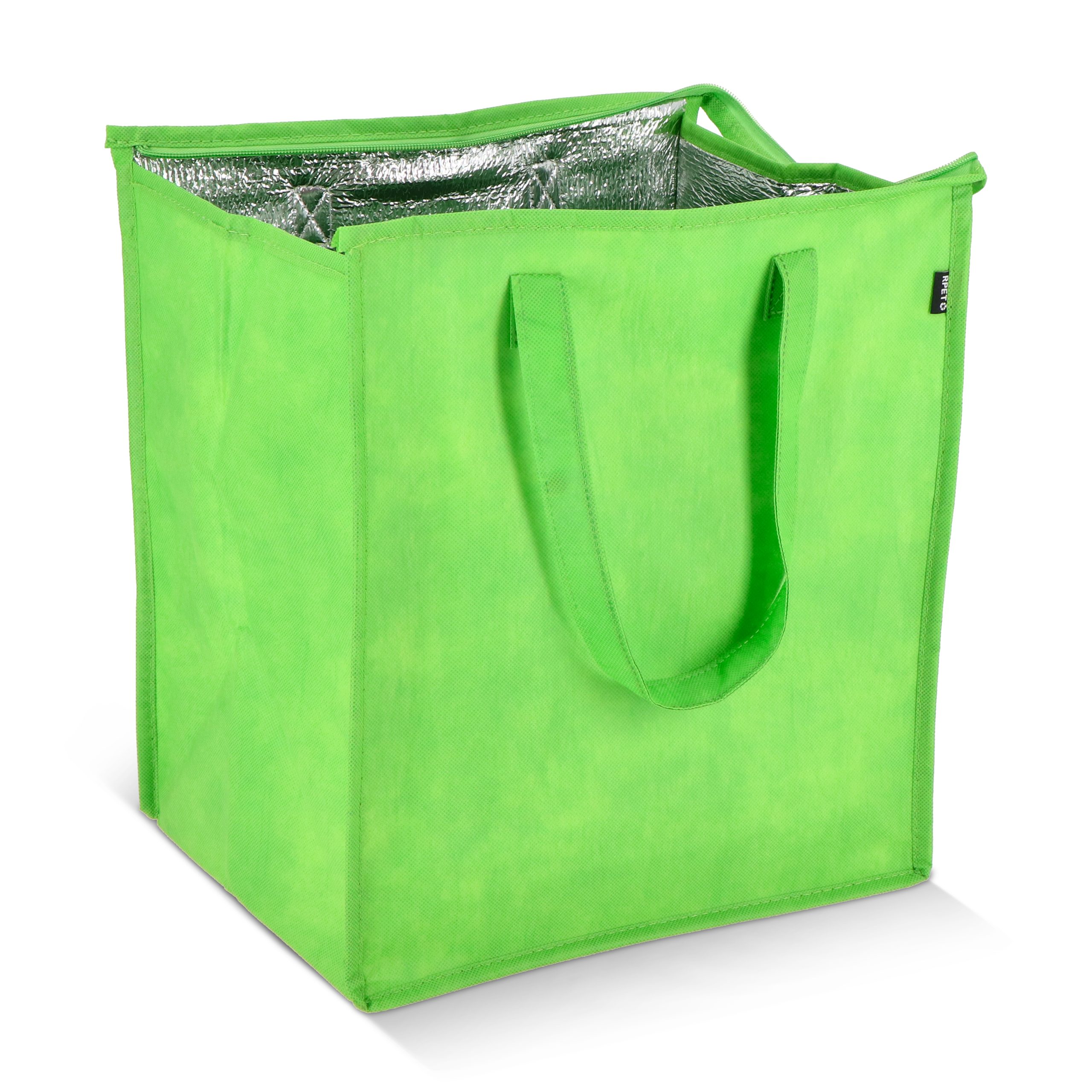 Groene R-PET koeltas non-woven bedrukken