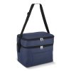 Donkerblauwe R-PET 600D koeltas met dubbele compartimenten