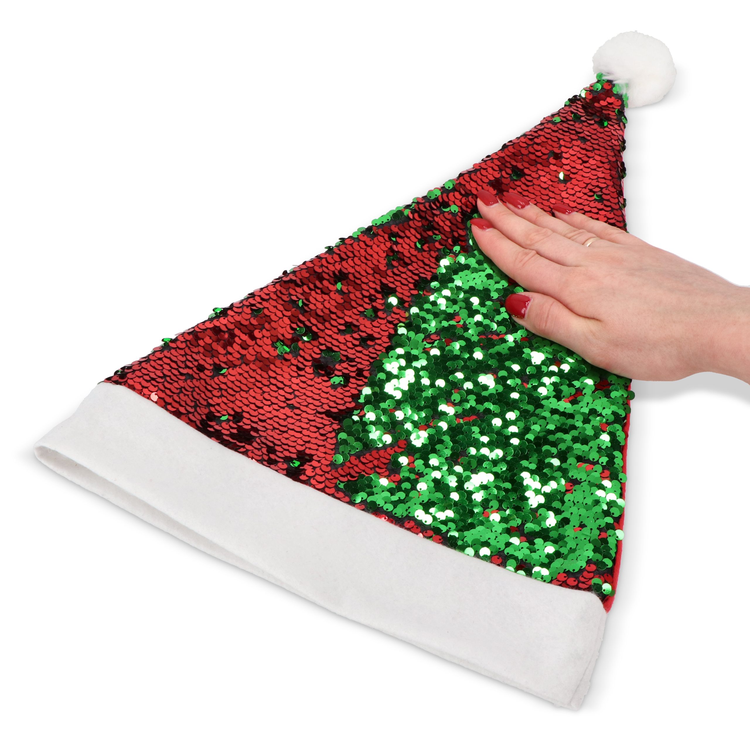 Tweekleurige kerstmuts bedrukken Tweekleurige kerstmuts bedrukken