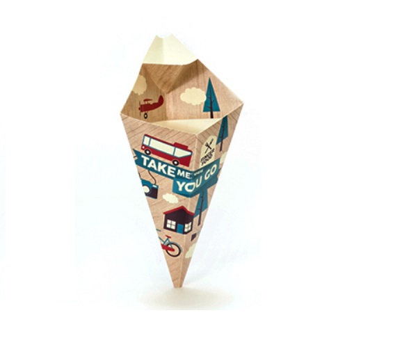 Papieren frietzakje met sausbakje bedrukken