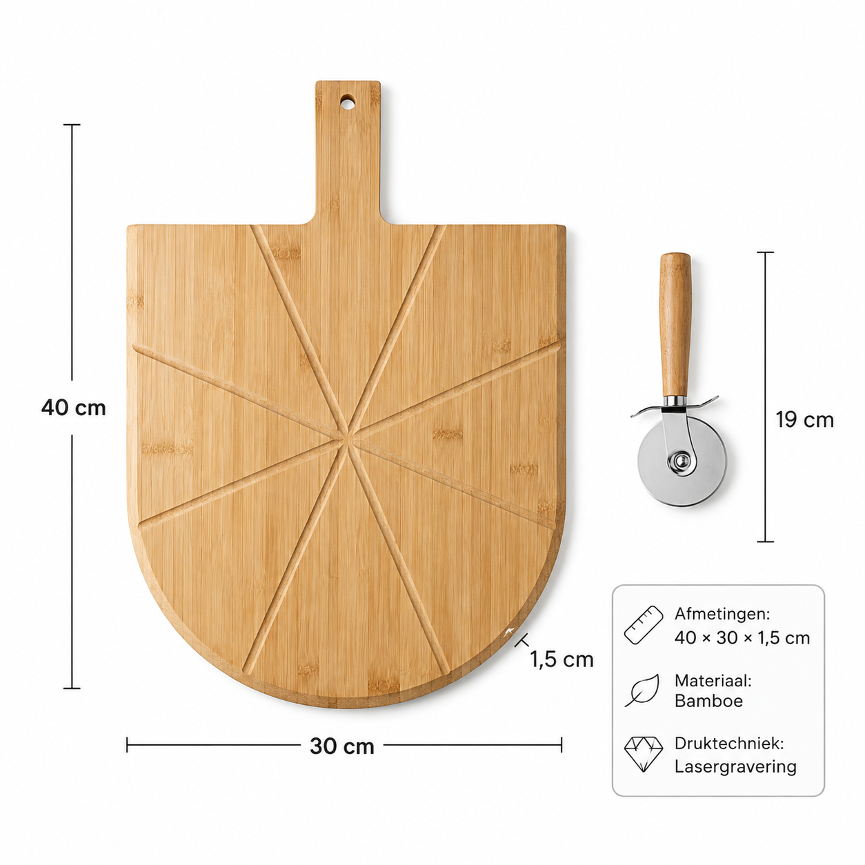 Pizzasnijplank Bedrukken 40 × 30 cm