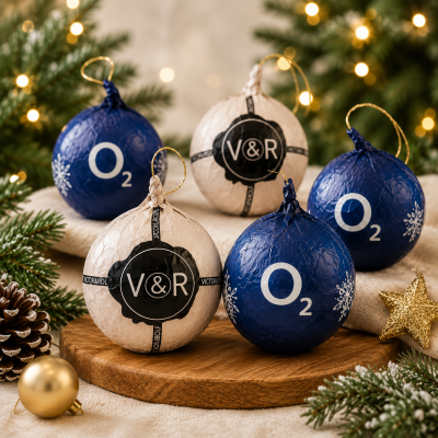 Chocolade kerstbal bedrukken