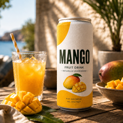 Blikje Mango Drink bedrukken