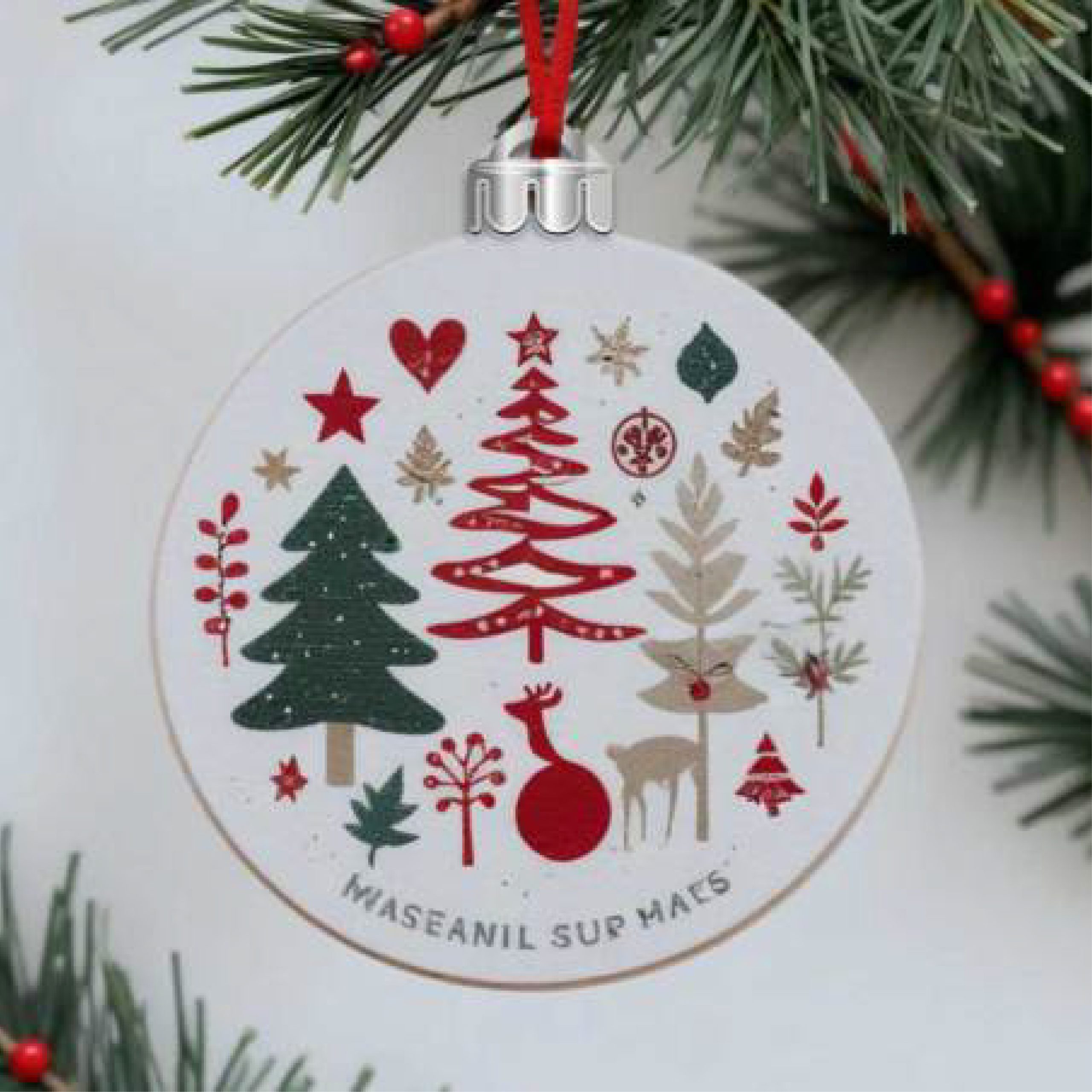 Houten kerstbal bedrukken