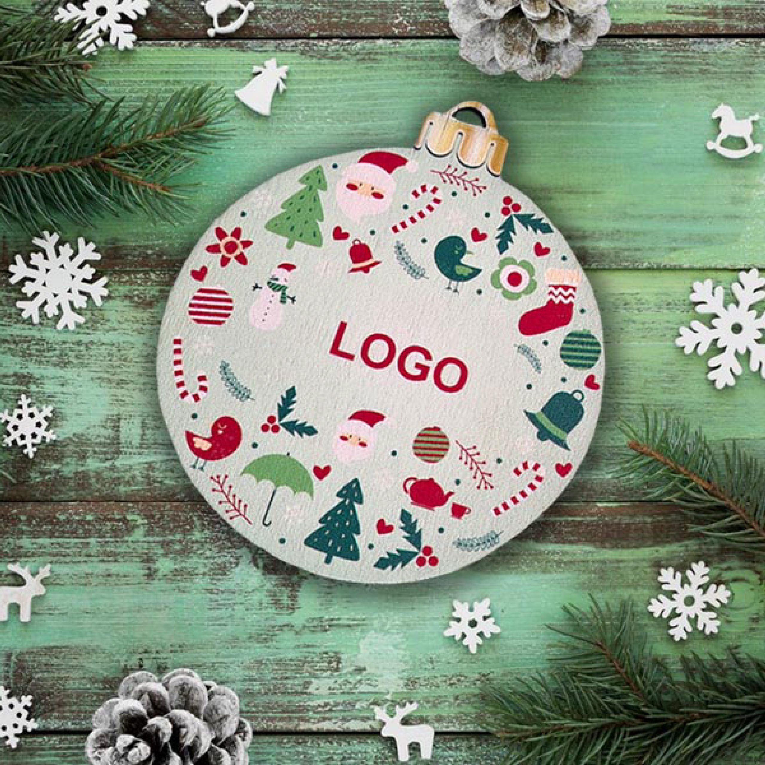 Houten kerstbal bedrukken
