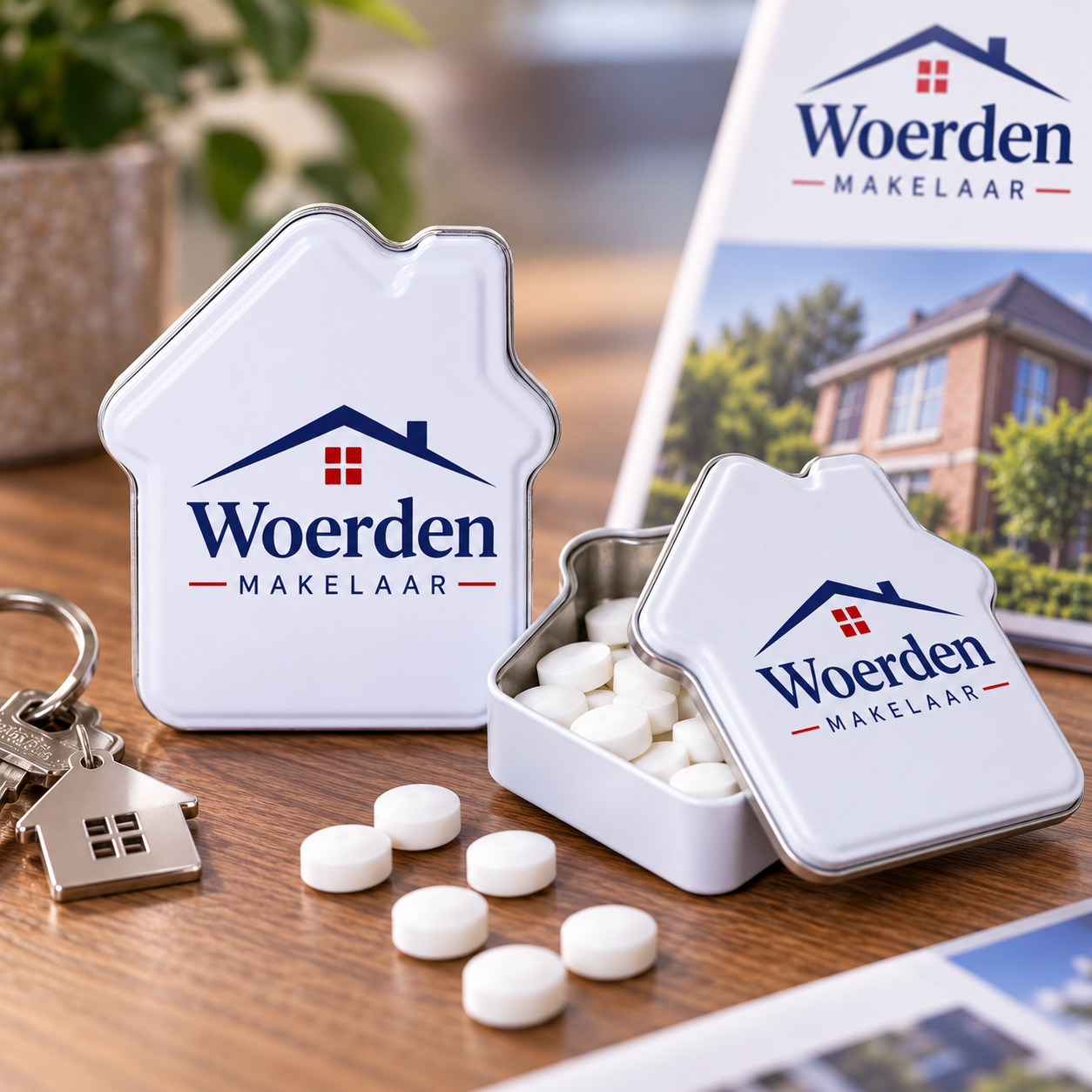 Huis blikje pepermunt bedrukken bedrukken