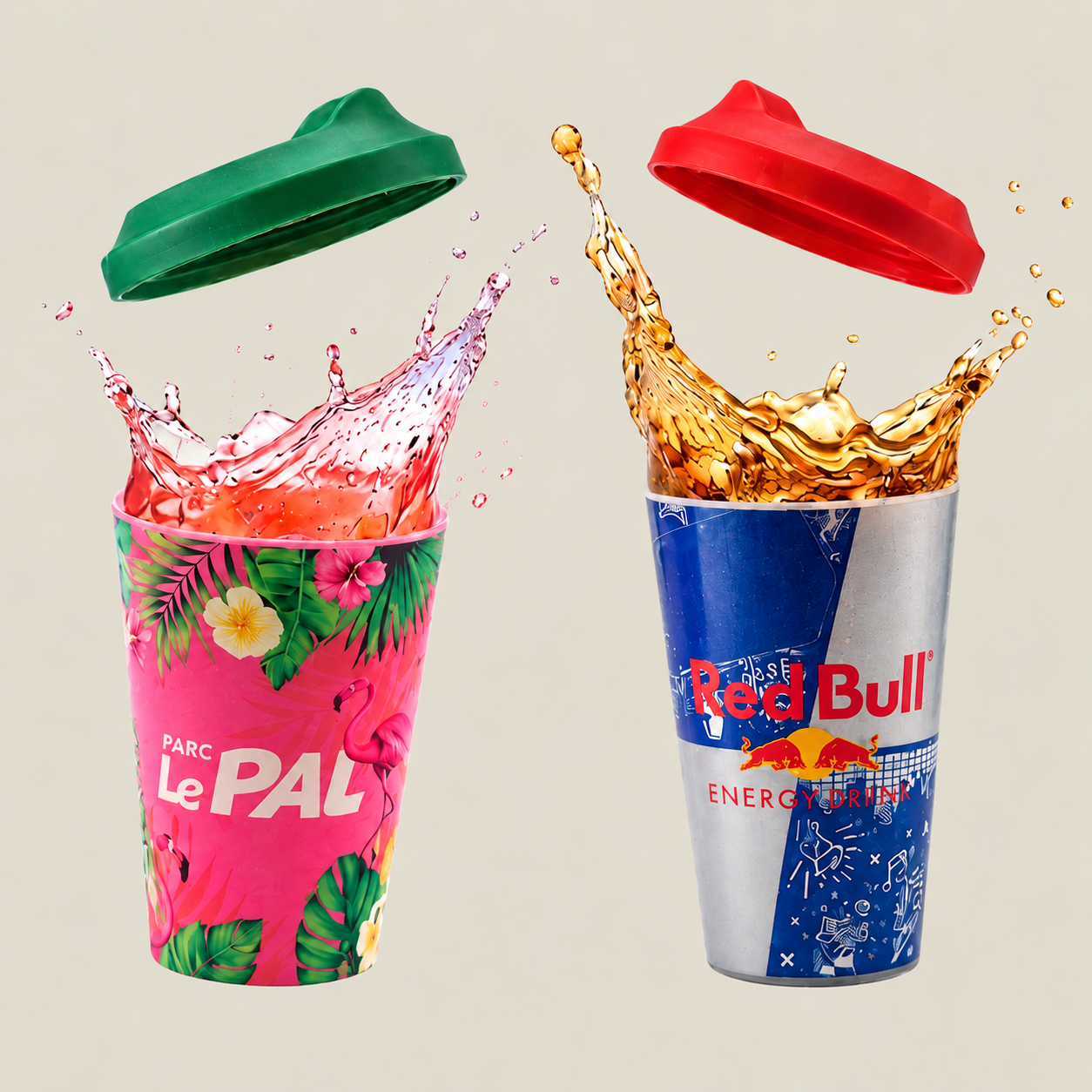 Plastic beker met deksel Bedrukken 33 cl bedrukken