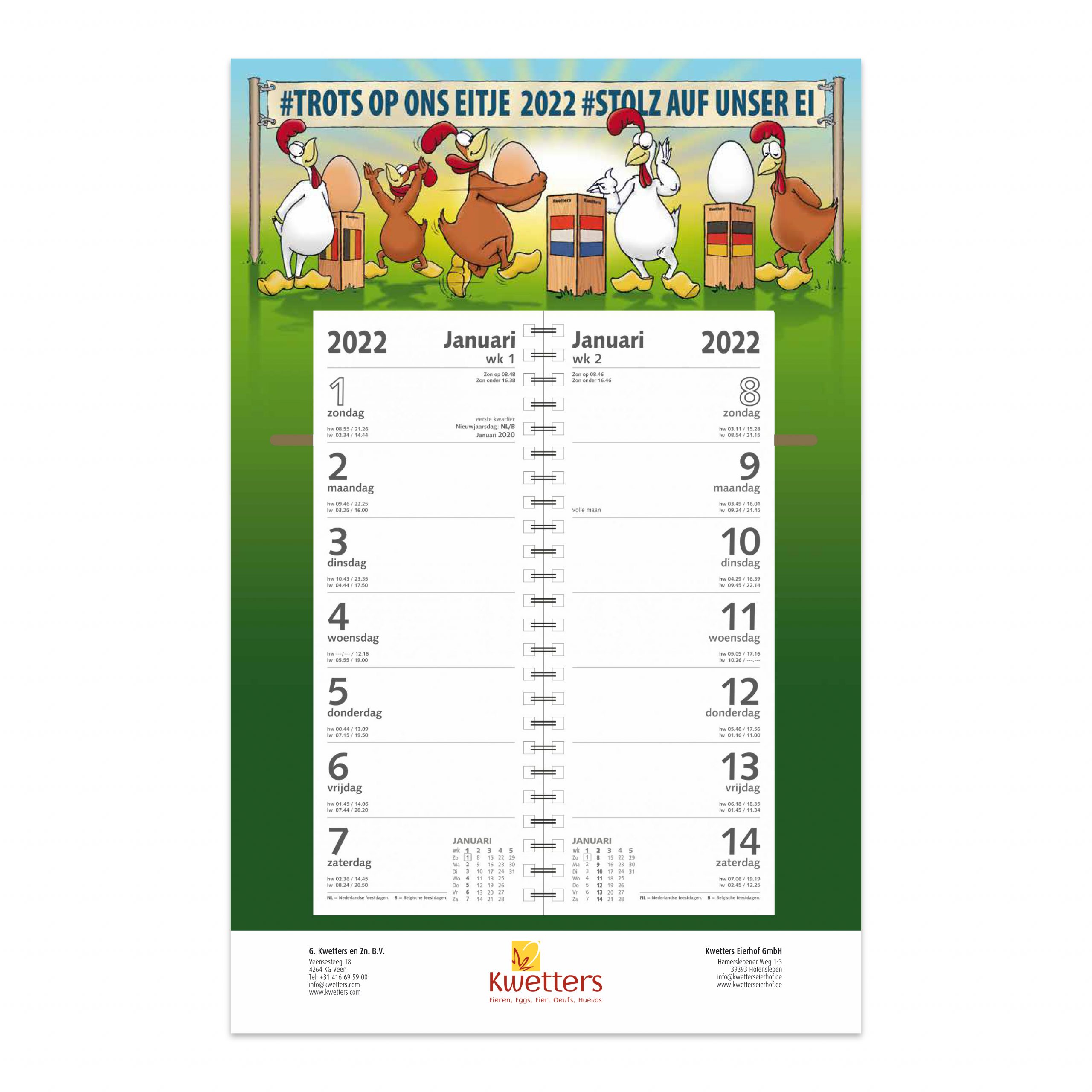 Week omlegkalender 2027 bedrukken Full colour bedrukken