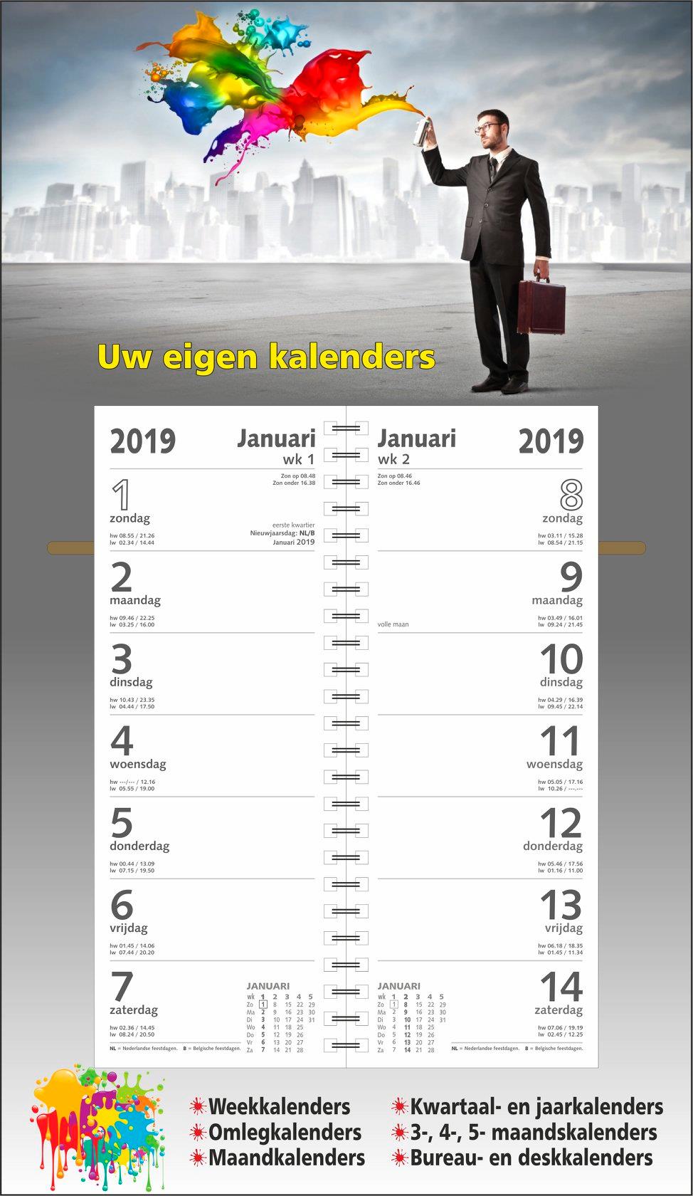 Week omlegkalender 2027 bedrukken Full colour bedrukken