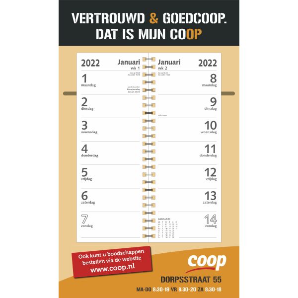 Week omlegkalender 2027 bedrukken Full colour bedrukken