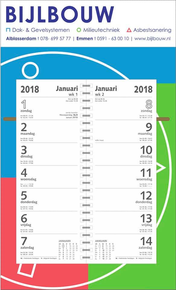 Week omlegkalender 2027 bedrukken Full colour bedrukken