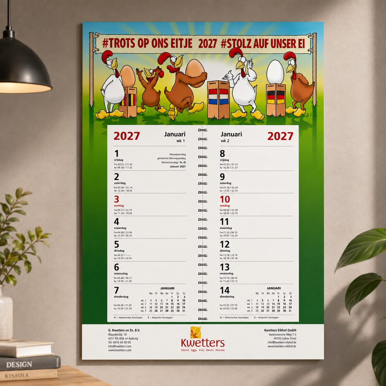 Week omlegkalender 2027 bedrukken Full colour bedrukken